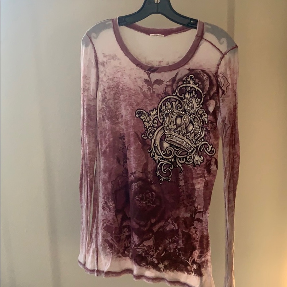 Fleur de lis rhinestone pink long sleeve crowns